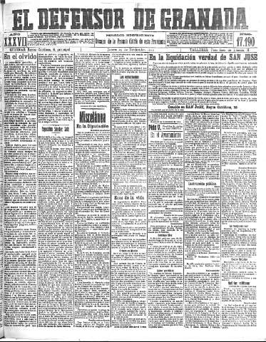 'El Defensor de Granada  : diario político independiente' - Año XXXVI Número 17190  - 1915 Noviembre 25
