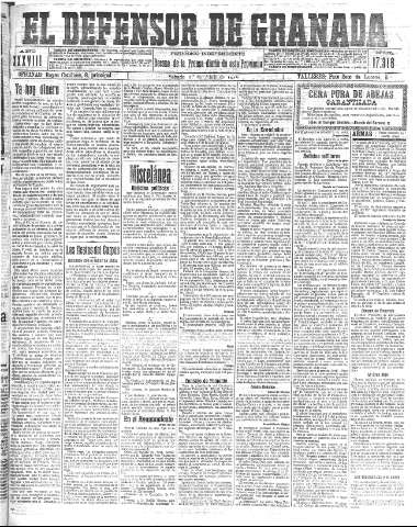 'El Defensor de Granada  : diario político independiente' - Año XXXVIII Número 17316  - 1916 Abril 01