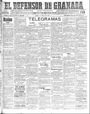 'El Defensor de Granada  : diario político independiente' - Año XXXVIII Número 17346  - 1916 Mayo 01
