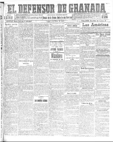 'El Defensor de Granada  : diario político independiente' - Año XXXVIII Número 17354  - 1916 Mayo 09