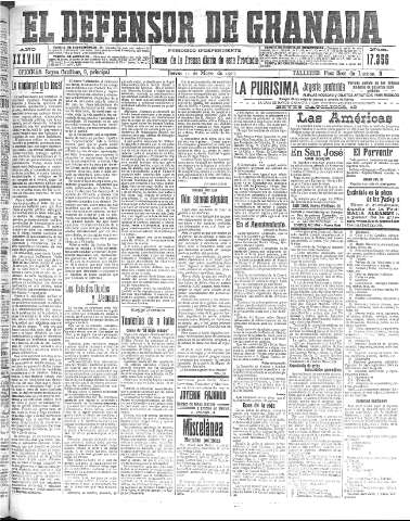 'El Defensor de Granada  : diario político independiente' - Año XXXVIII Número 17356  - 1916 Mayo 11