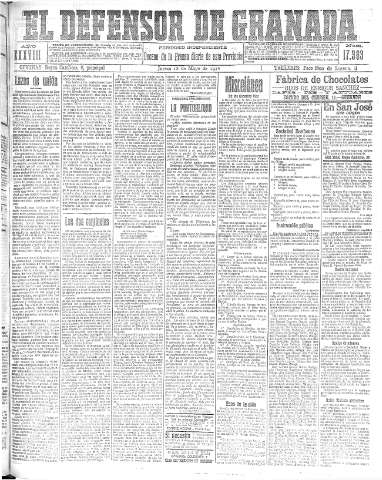 'El Defensor de Granada  : diario político independiente' - Año XXXVIII Número 17363  - 1916 Mayo 18