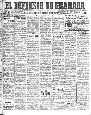 'El Defensor de Granada  : diario político independiente' - Año XXXVIII Número 17369  - 1916 Mayo 24