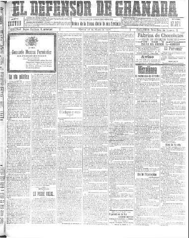'El Defensor de Granada  : diario político independiente' - Año XXXVIII Número 17371  - 1916 Mayo 26