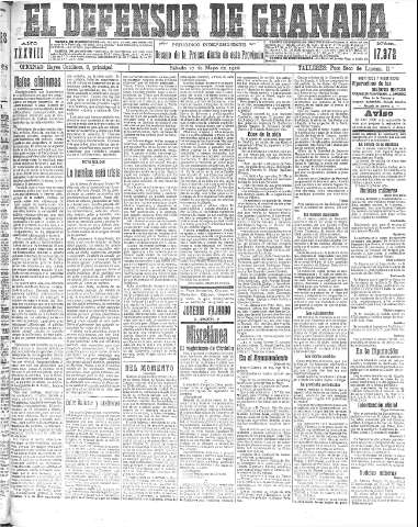 'El Defensor de Granada  : diario político independiente' - Año XXXVIII Número 17372  - 1916 Mayo 27