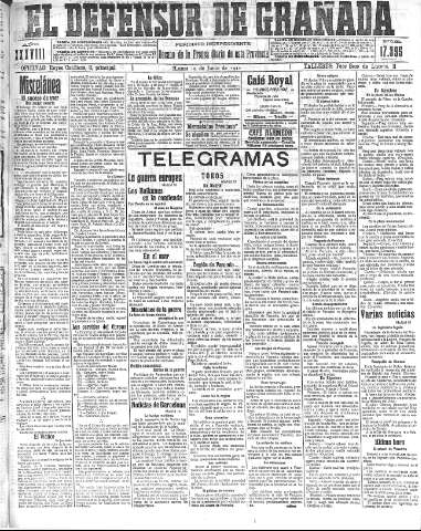 'El Defensor de Granada  : diario político independiente' - Año XXXVIII Número 17395  - 1916 Junio 19
