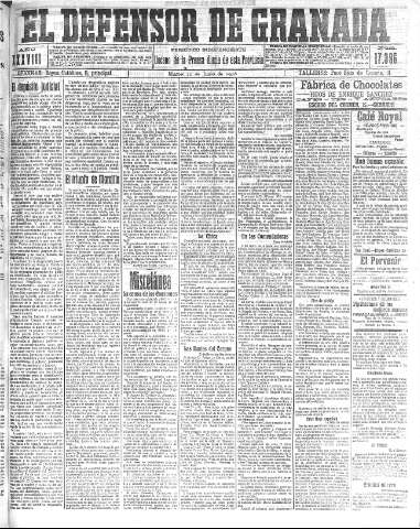'El Defensor de Granada  : diario político independiente' - Año XXXVIII Número 17396  - 1916 Junio 20