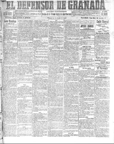'El Defensor de Granada  : diario político independiente' - Año XXXVIII Número 17399  - 1916 Junio 23