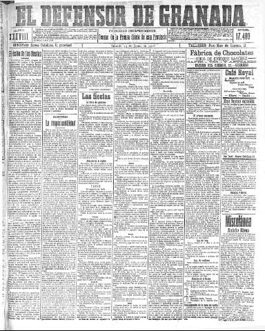 'El Defensor de Granada  : diario político independiente' - Año XXXVIII Número 17400  - 1916 Junio 24