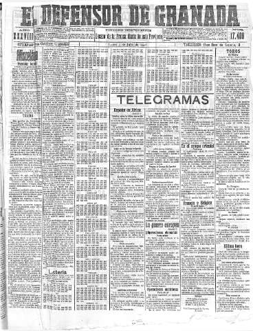 'El Defensor de Granada  : diario político independiente' - Año XXXVIII Número 17409  - 1916 Julio 03