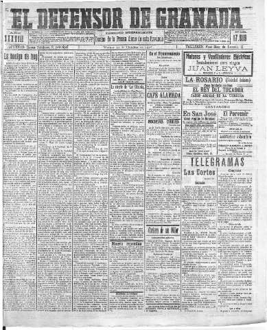 'El Defensor de Granada  : diario político independiente' - Año XXXVIII Número 17515  - 1916 Octubre 20