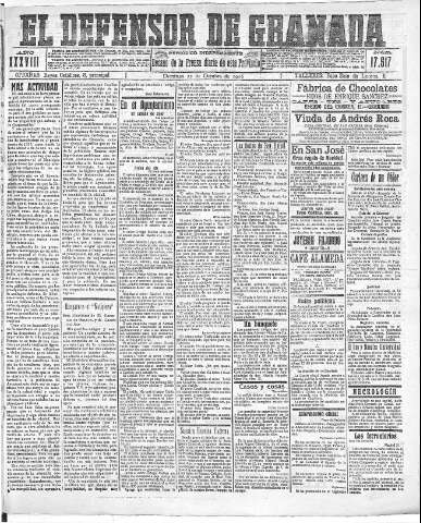 'El Defensor de Granada  : diario político independiente' - Año XXXVIII Número 17517  - 1916 Octubre 22