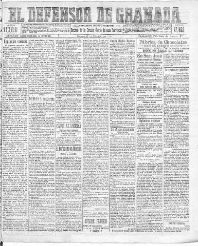 'El Defensor de Granada  : diario político independiente' - Año XXXVIII Número 17522  - 1916 Octubre 28