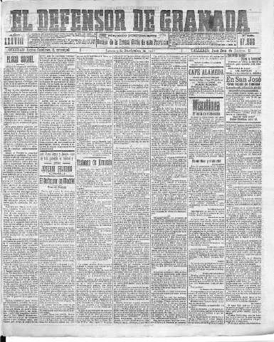 'El Defensor de Granada  : diario político independiente' - Año XXXVIII Número 17532  - 1916 Noviembre 09