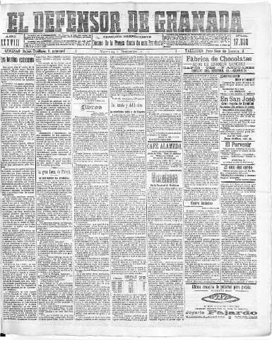 'El Defensor de Granada  : diario político independiente' - Año XXXVIII Número 17536  - 1916 Noviembre 14
