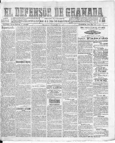 'El Defensor de Granada  : diario político independiente' - Año XXXVIII Número 17539  - 1916 Noviembre 17