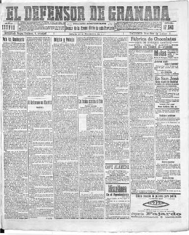 'El Defensor de Granada  : diario político independiente' - Año XXXVIII Número 17540  - 1916 Noviembre 18