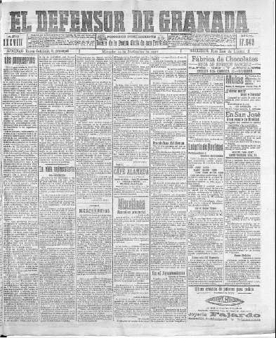 'El Defensor de Granada  : diario político independiente' - Año XXXVIII Número 17543  - 1916 Noviembre 22