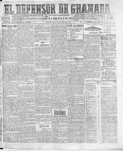 'El Defensor de Granada  : diario político independiente' - Año XXXVIII Número 17549  - 1916 Noviembre 29