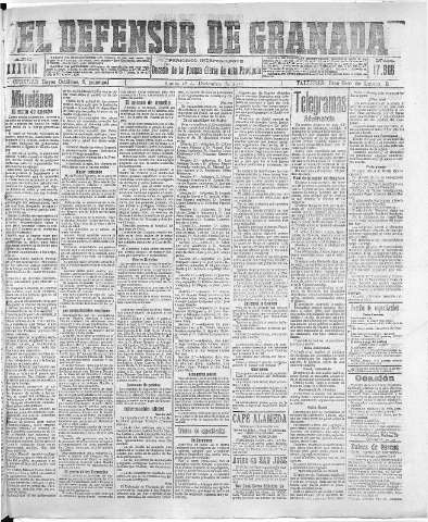 'El Defensor de Granada  : diario político independiente' - Año XXXVIII Número 17566  - 1916 Diciembre 18