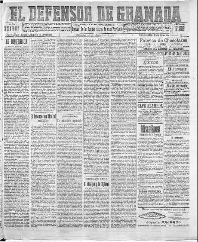 'El Defensor de Granada  : diario político independiente' - Año XXXVIII Número 17568  - 1916 Diciembre 20