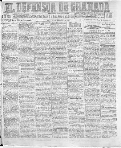 'El Defensor de Granada  : diario político independiente' - Año XXXVIII Número 17569  - 1916 Diciembre 21