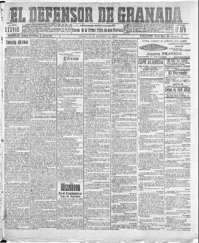 'El Defensor de Granada  : diario político independiente' - Año XXXVIII Número 17576  - 1916 Diciembre 29