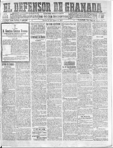 'El Defensor de Granada  : diario político independiente' - Año XXXIX Número 17207  - 1917 Marzo 20