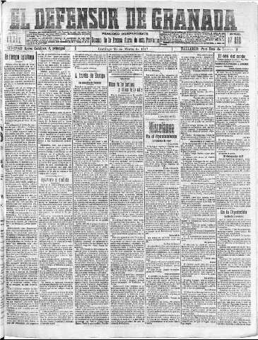 'El Defensor de Granada  : diario político independiente' - Año XXXIX Número 17212  - 1917 Marzo 25