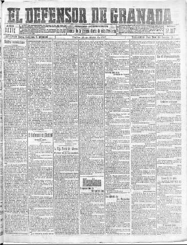 'El Defensor de Granada  : diario político independiente' - Año XXXIX Número 17217  - 1917 Marzo 30