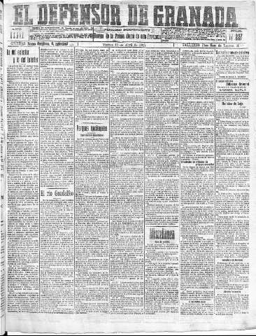 'El Defensor de Granada  : diario político independiente' - Año XXXIX Número 17227  - 1917 Abril 10