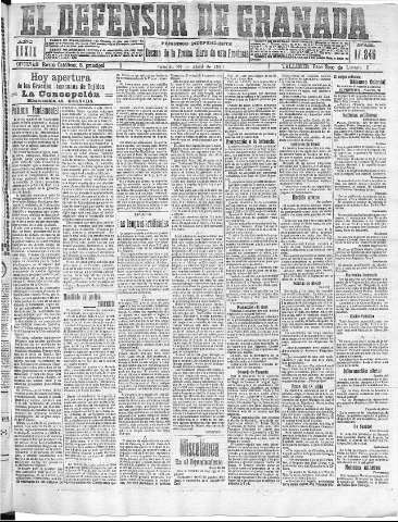 'El Defensor de Granada  : diario político independiente' - Año XXXIX Número 17245  - 1917 Abril 28