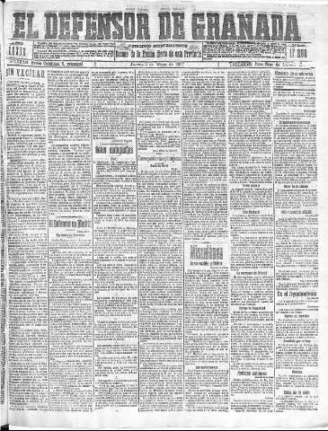 'El Defensor de Granada  : diario político independiente' - Año XXXIX Número 17250  - 1917 Mayo 03