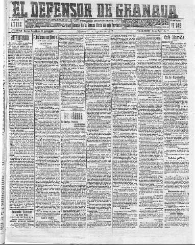 'El Defensor de Granada  : diario político independiente' - Año XXXIX Número 17346  - 1917 Agosto 17