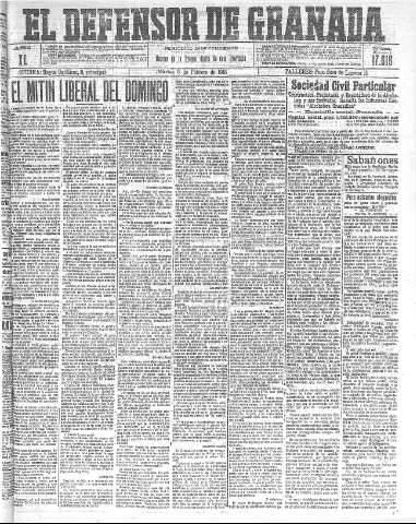 'El Defensor de Granada  : diario político independiente' - Año XL Número 17515  - 1918 Febrero 05