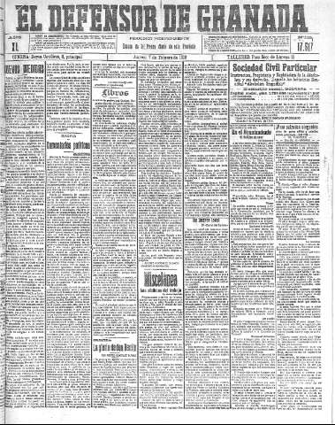 'El Defensor de Granada  : diario político independiente' - Año XL Número 17517  - 1918 Febrero 07