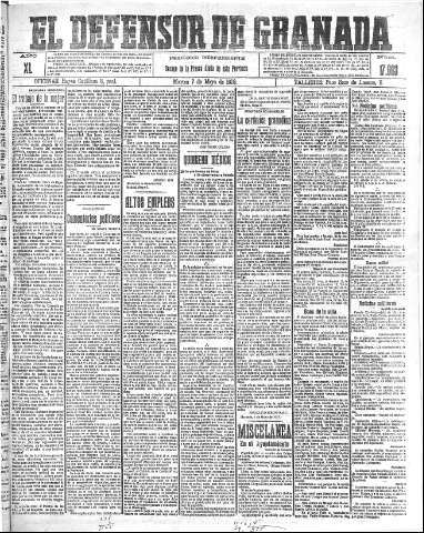'El Defensor de Granada  : diario político independiente' - Año XL Número 17603  - 1918 Mayo 07