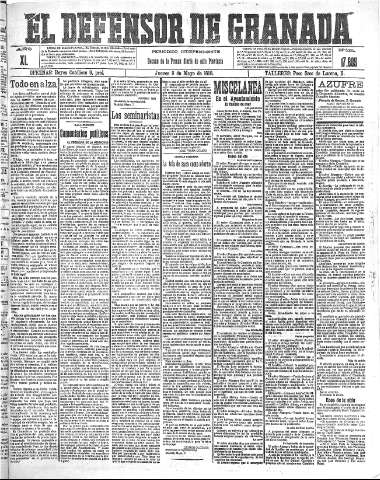 'El Defensor de Granada  : diario político independiente' - Año XL Número 17605  - 1918 Mayo 09