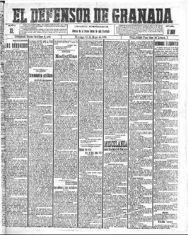 'El Defensor de Granada  : diario político independiente' - Año XL Número 17608  - 1918 Mayo 12