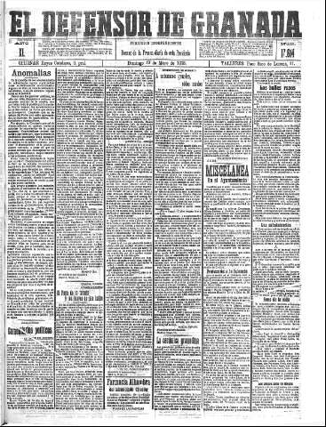 'El Defensor de Granada  : diario político independiente' - Año XL Número 17614  - 1918 Mayo 19