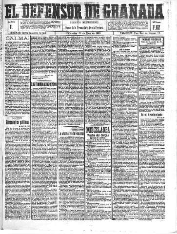 'El Defensor de Granada  : diario político independiente' - Año XL Número 17617  - 1918 Mayo 22