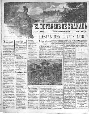 'El Defensor de Granada  : diario político independiente' - Año XL Número 17625  - 1918 Mayo 30