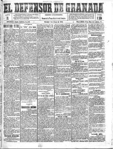 'El Defensor de Granada  : diario político independiente' - Año XL Número 17634  - 1918 Junio 08