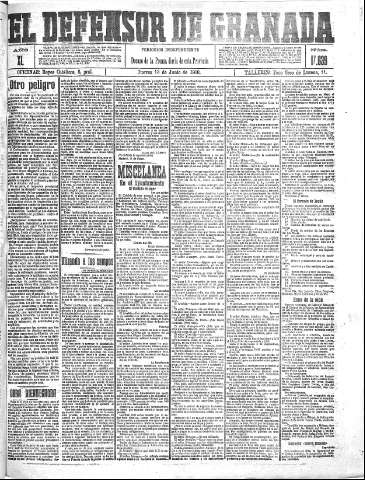 'El Defensor de Granada  : diario político independiente' - Año XL Número 17639  - 1918 Junio 13