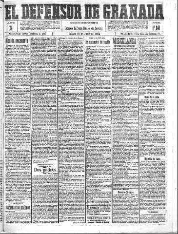 'El Defensor de Granada  : diario político independiente' - Año XL Número 17641  - 1918 Junio 15