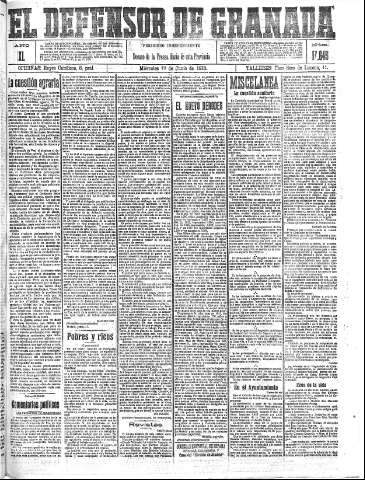'El Defensor de Granada  : diario político independiente' - Año XL Número 17645  - 1918 Junio 19