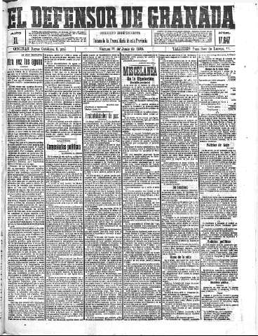 'El Defensor de Granada  : diario político independiente' - Año XL Número 17647  - 1918 Junio 21
