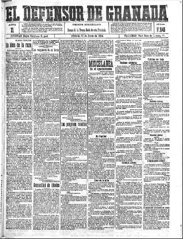 'El Defensor de Granada  : diario político independiente' - Año XL Número 17648  - 1918 Junio 22