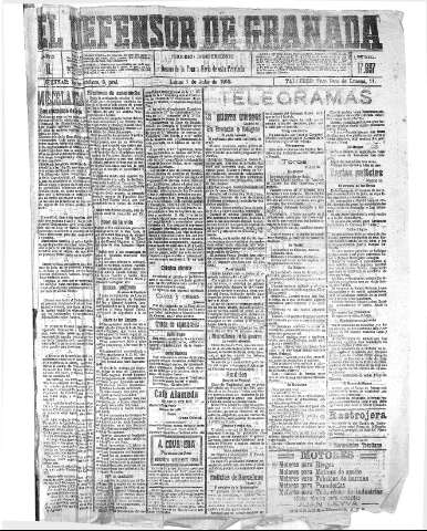'El Defensor de Granada  : diario político independiente' - Año XL Número 17657  - 1918 Julio 01