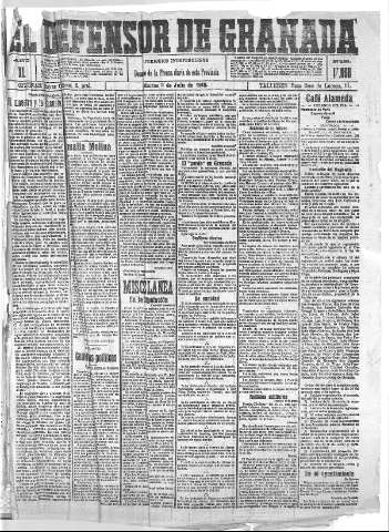 'El Defensor de Granada  : diario político independiente' - Año XL Número 17658  - 1918 Julio 02